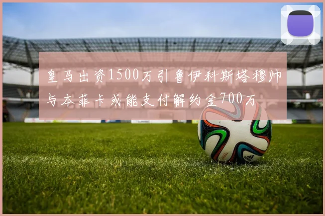 皇马出资1500万引鲁伊科斯塔穆帅与本菲卡或能支付解约金700万